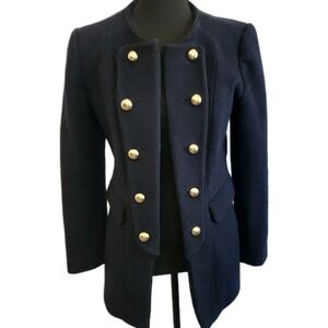Forever 21 Military Band Jacket S Navy Blue Gold Button Coat ‎ Marching Officer